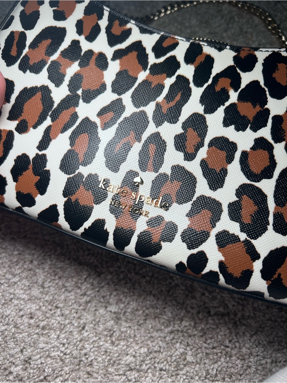 kate spade Leopard Print Shoulder Bag in Brown, Black & Cream